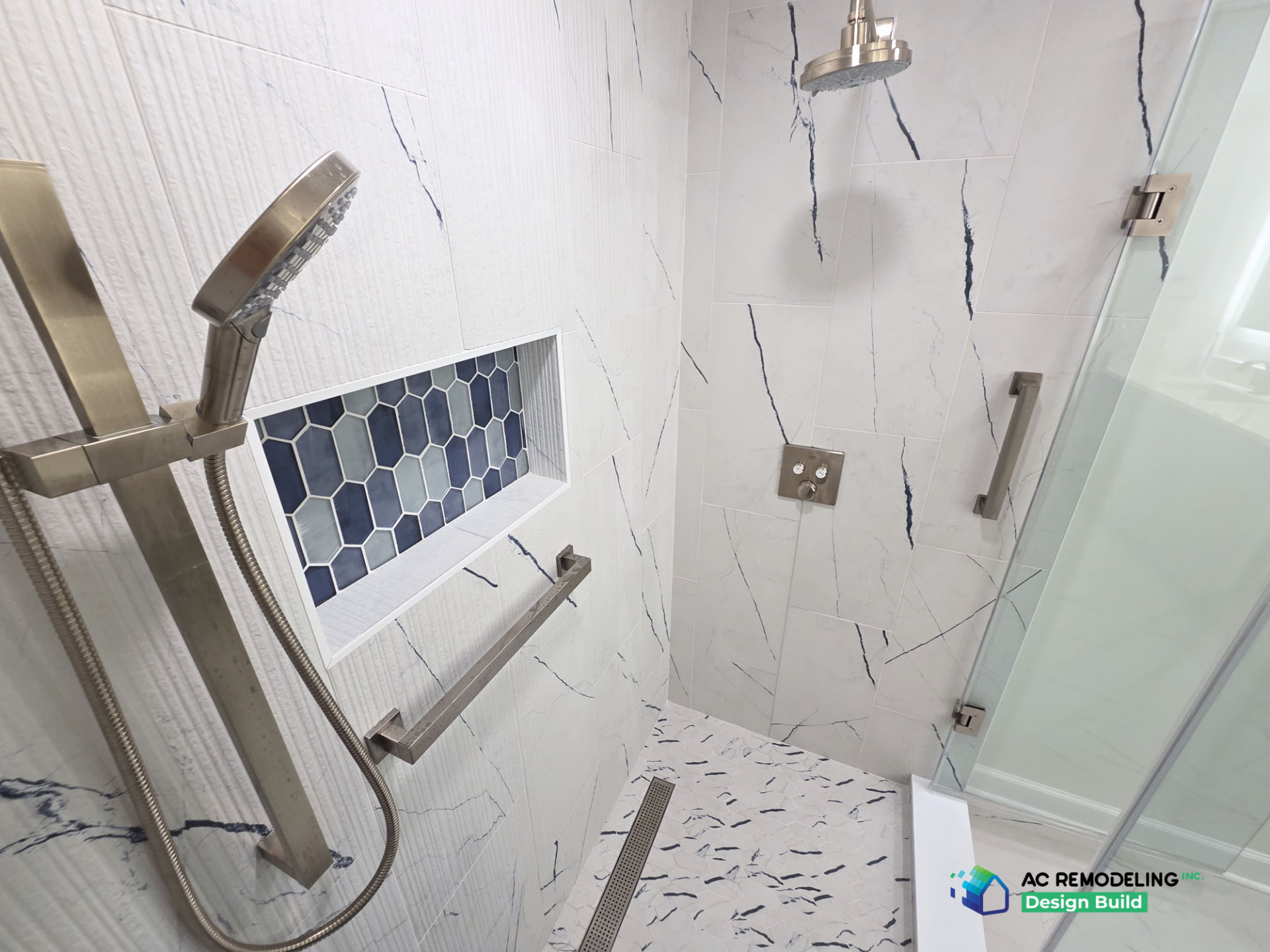 Marble Spa Shower — Bathroom, Luxury, Modern remodel in Rockville, MD