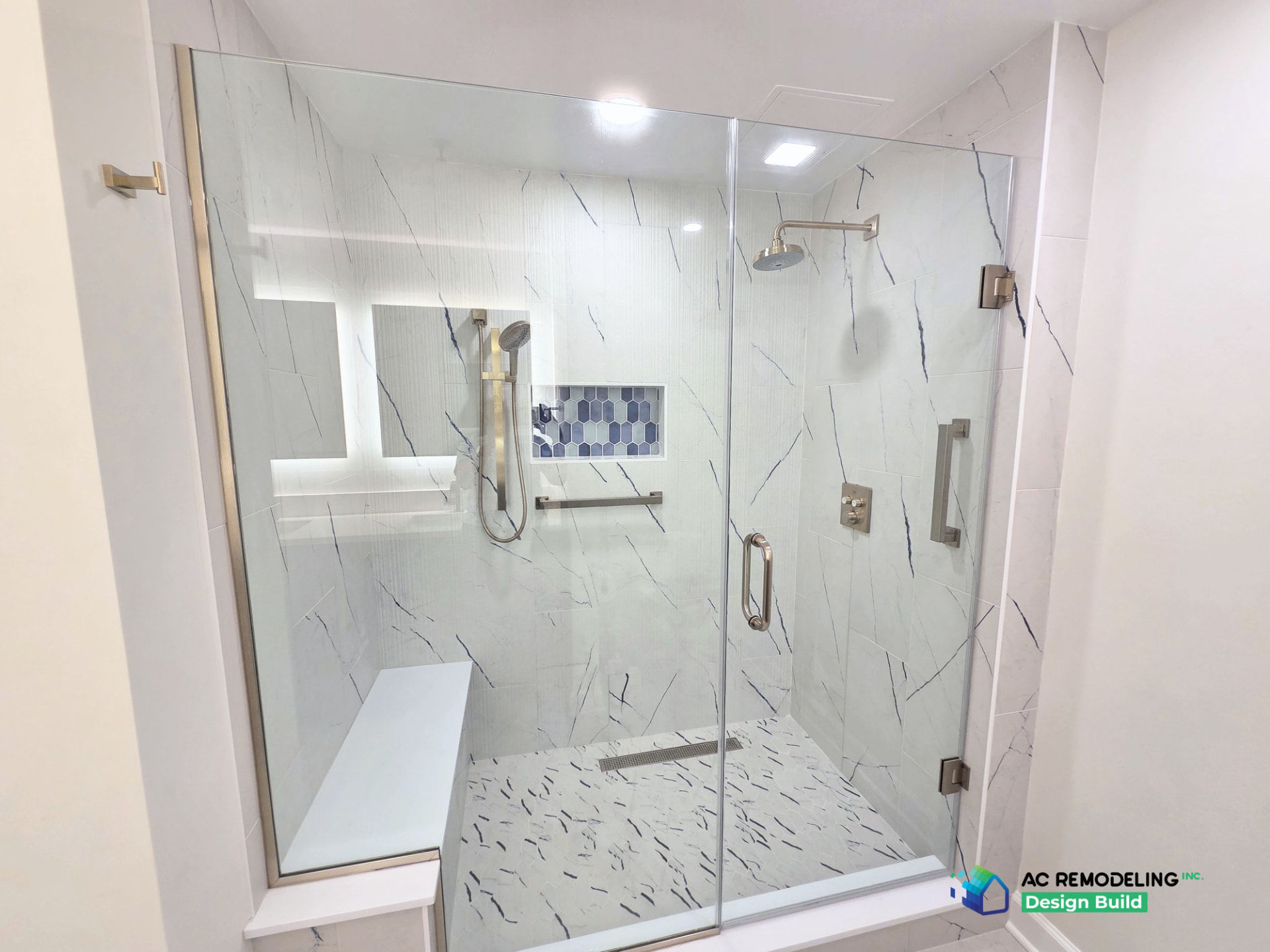 Frameless Glass Shower — Bathroom, Luxury, Modern remodel in Bethesda, MD